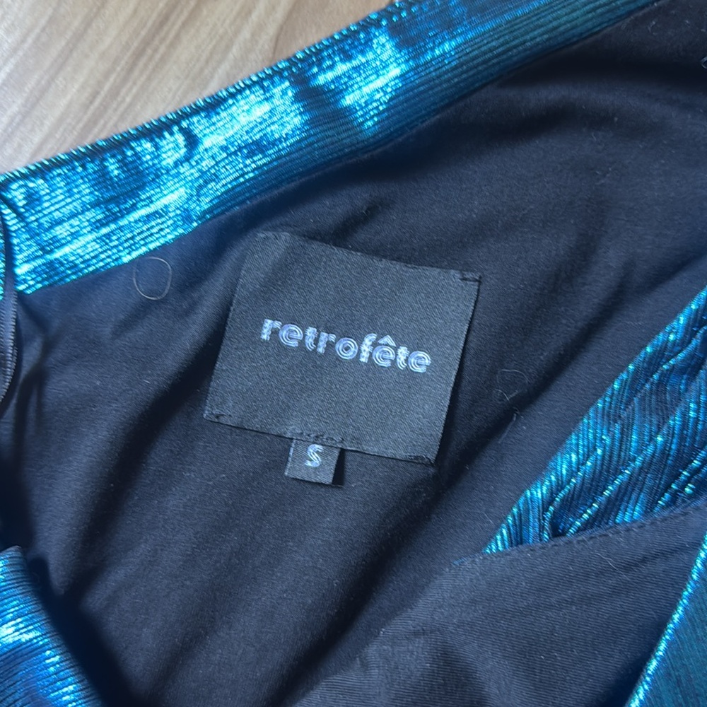 Retrofete metallic  Blue One-Shoulder Dress - Picture 4 of 5